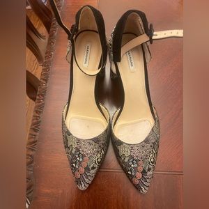 Alex Marie Size 10 Block Heels Hold Purple Paisley Baroque Pattern